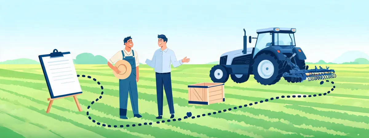 Illustrated procurement route from field requirements to supplier comparison