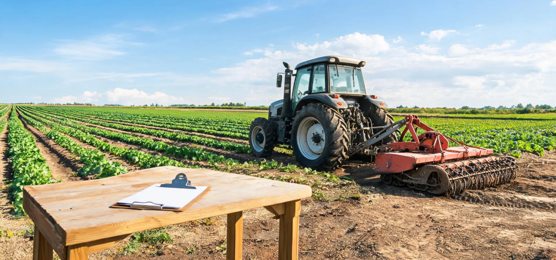 Rotary tiller and tractor hitch inspection scene